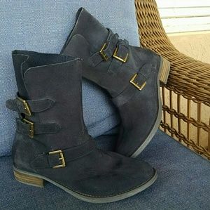 Steve Madden Navy Blue Suede Boots, Sz 9